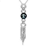 18K, Tahitian Pearl and Diamond Dangling Pendant with Chain