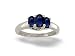 14K White Gold Genuine Oval Sapphire 3-Stone Ring