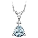 14kt. White Gold, Aquamarine Fashion Pendant with Diamond Accent