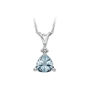 14kt. White Gold, Aquamarine Fashion Pendant with Diamond Accent by