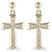 9 carat Yellow Gold 0.36 carat Fine Diamond cross design studded drop earrings