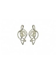 14KW 8-8.5MM FWP & DIAMOND EARRINGS