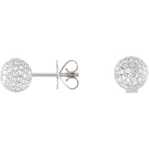 18k White-Gold 1 1/6 Ct Tw Diamond Pave Ball Earrings by US Gems