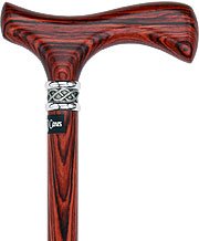 Fritz Walking Cane With Cocobolo Wood Shaft and Braided Pewter Collar