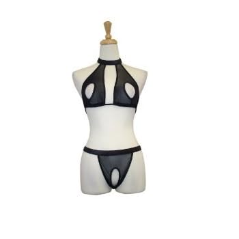 Set A Shopping Price Drop Alert For Exposed by Magic Silk Vixen Mesh Cupless/Crotchless Halter Set, L/XL, Black