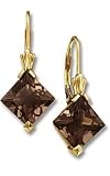 Princess-Cut Smokey Quartz Gemstone Earrings