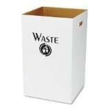 Corrugated Trash Receptacle, White, 12/Carton SAF9745
