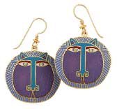 Moon Tiger Purple Gold Shiny Finish Drop Earrings by Laurel Burch