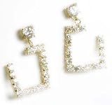 14k Unusual Twisted Square CZ Drop Earring