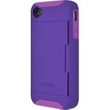 Incipio IPH-679 iPhone 4/4S Stowaway Credit Card Hard Shell Case with Silicone Core - 1-Pack - Retail Packaging - Deep Purple/Purple