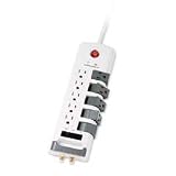 (Price/EA)Rotating Surge Protector, 2880 Joules, 10 Outlets, 6', White