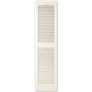 Builders Edge, Inc. 12 x 52 White Standard Style Louvered Vinyl Exterior Shutters Pair
