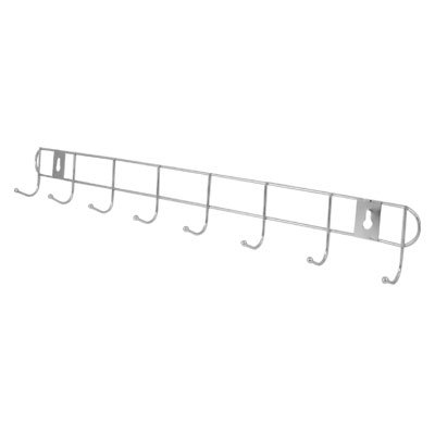Image of Amico Wall Mounted Silver Tone Metal 8 Hooks Towel Hanger Rack