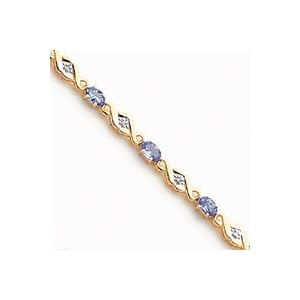 14k Tanzanite and Diamond Bracelet - 7 Inch - Box Clasp by