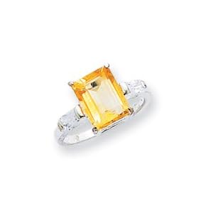 Buy Sterling Silver Citrine Ring - Size 7 by JewelryWeb