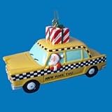 3.5" New York City Taxi Cab with Santa Claus Christmas Ornament