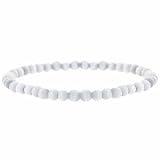 Simulated White Cat's Eye Stone 4mm Bead Beaded Stretch Bracelet