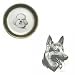 German Shepherd 6' Green Plate, Porcelain by Rosalinde (6' diameter)