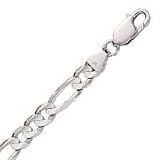 14k White Gold 24 Inch X 6.0 mm Figaro Chain Necklace