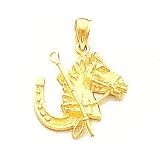 Charm - 14kt Gold Solid Polished Open-Backed Equestrian Pendant by Quality Gold