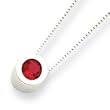 Sterling Silver Bezel Set Created Ruby Necklace - 18 Inch
