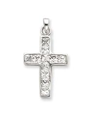 Sterling Silver CZ Latin Cross Pendant