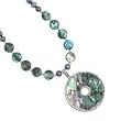 .925 Silver, Gray Pearl & Abalone Necklace with Pendant- 16 IN