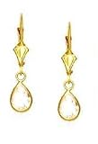 14k Yellow 7x5 mm Pear Clear CZ Drop Earrings
