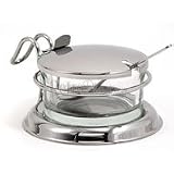 Condiment Bowl Glass & Stainless Steel with Spoon
