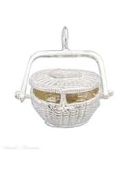 Sterling Silver 18" .8mm Wide Box Chain Necklace With 3D Nantucket Picnic Basket Openable Locket Pendant