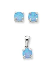Genuine IceCarats Designer Jewelry Gift Sterling Silver Created Opal Pendant & Earring Set