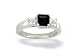 14K White Gold Genuine Square Black Onyx and Diamond 3-Stone Ring