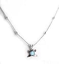 Sterling Silver Liquid Necklace Created Blue Opal Frog