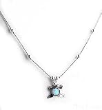 Sterling Silver Liquid Necklace Created Blue Opal Frog