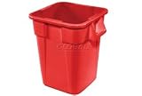 28 Gallon Square Rubbermaid Brute Waste Receptacles - Red. Package of 6