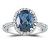 Jewelry : 0.24 Cts Diamond & 2.03 Cts London Blue Topaz Ring in 18K White Gold