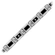 Men's Stainless Steel Fashion Bracelet with Black Enamel & Diamond Accents