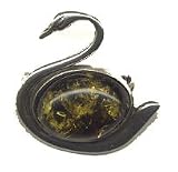 Sterling Silver Green Amber Brooch