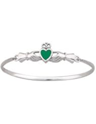 Kit Heath Green Agate Claddagh Bangle Bracelet