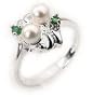 New Green EMERALD and PEARL Ring Sterling Silver(Sizes 6,7,8,8.5)