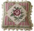 Wild Rose Needlepoint Square Pillow