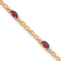 14k Diamonds and Rubies Fancy Diamond Ruby Bracelet - 7 Inch - Lobster Claw by JewelryWeb