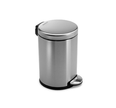 simplehuman Round Step Trash Can - Fingerprint-Proof Brushed Stainless Steel - 4.5-Liter 1.2-Gallon