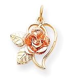 10k Black Hills Gold Rose Pendant