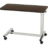 Drive Medical - 13081 - Non-Tilt Low Overbed Hospital Table - Walnut - Adjustable Height