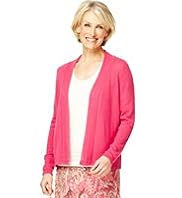 Classic Collection Open Front Pointelle Cardigan with Linen