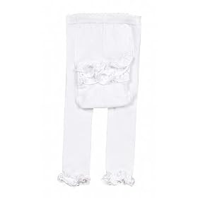 Pima Cotton Baby Girls White Ruffle Tights NEW 6/18mths