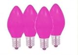 Set of 10 Battery Operated Sugared Purple LED C7 Christmas Lights - Green Wire