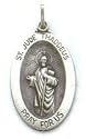 Saint Jude Thaddeus, Medium Oval Shaded Background Sterling Silver Pendant