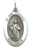 QBX019,QC442, Sterling Silver Saint Jude Thaddeus Medal and 18-inch Chain - 18.75X13.5MM